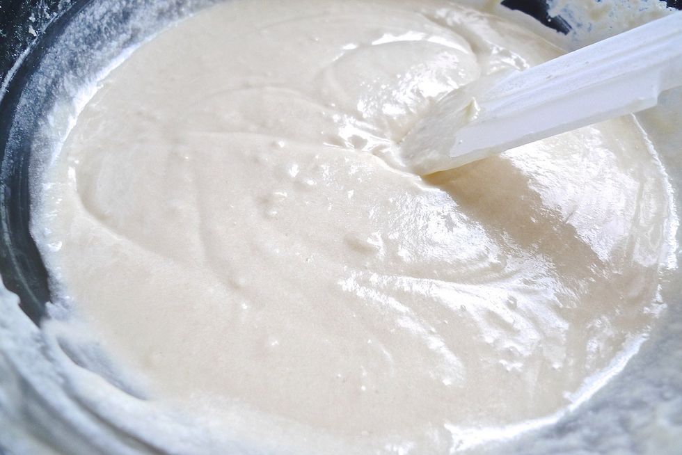 Mix until batter is JUST combined and smooth.