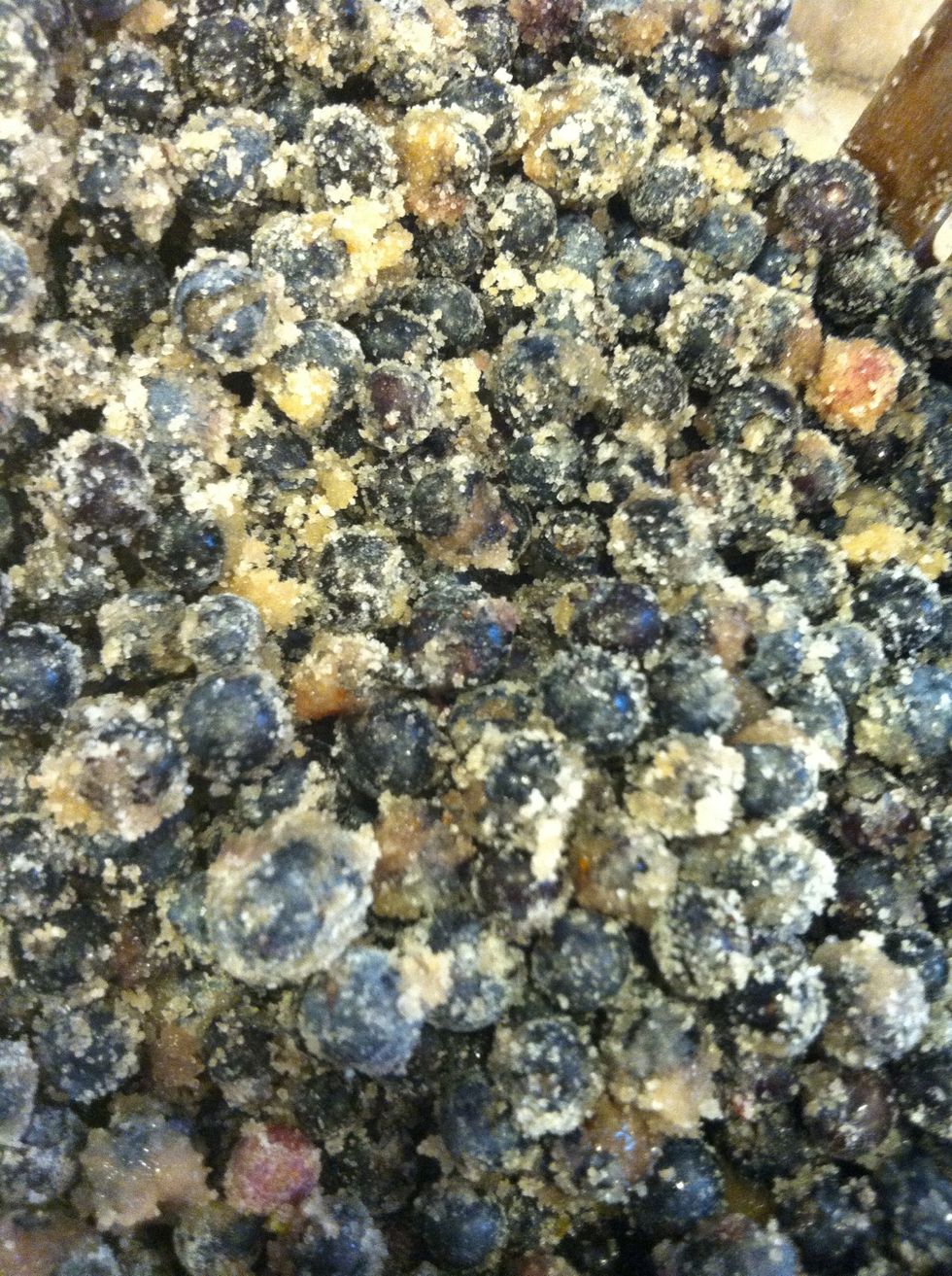 Mix until berries are evenly "frosted" with sugar/flour/cinnamon mixture. Set aside.