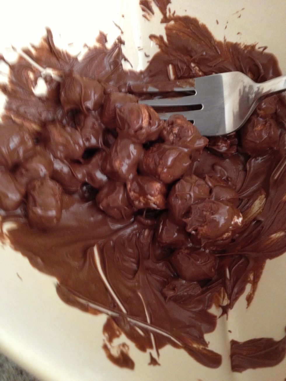 Mix until every marshmellow is covered in chocolate