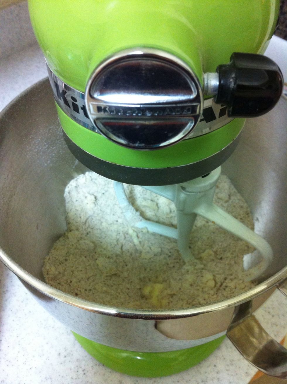 Mix until it looks like "wet sand"