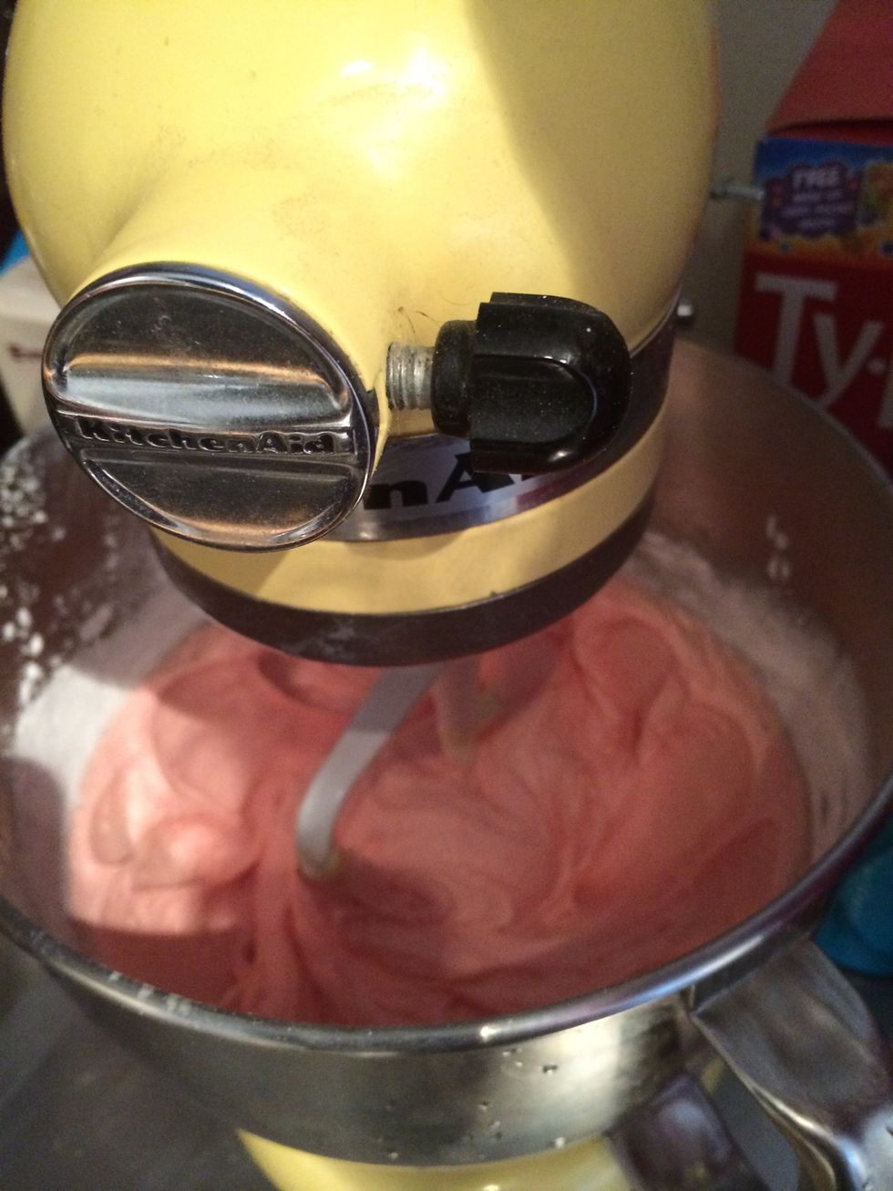 Mix until it's all pink or whatever colour you like :)