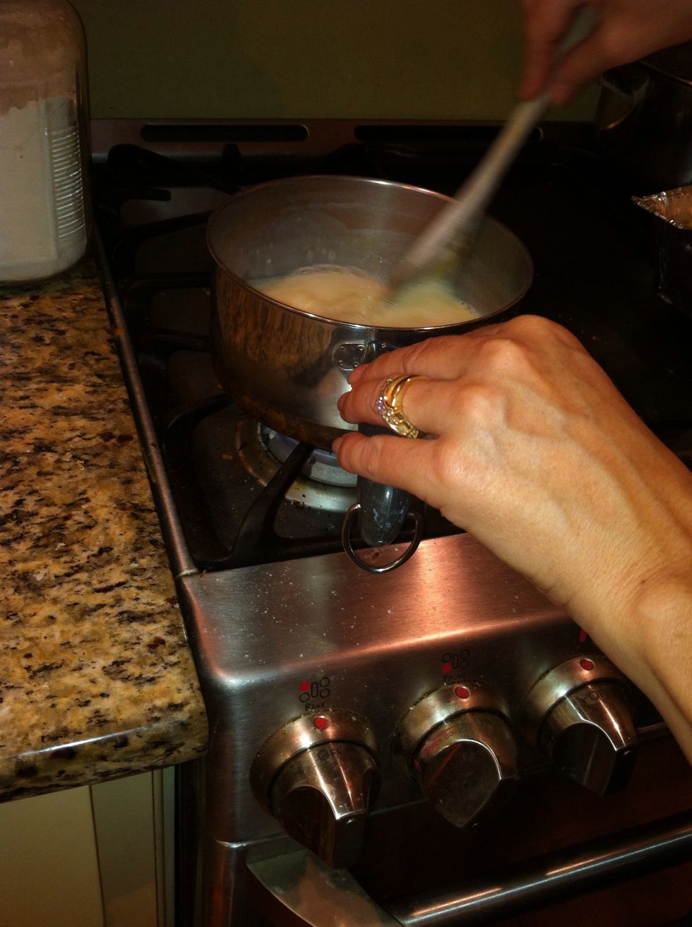 Mix until liquids get hard into pudding