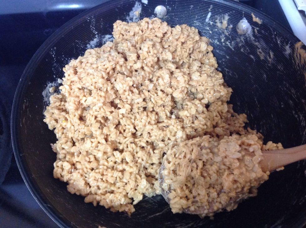 Mix until stringy and evenly covered