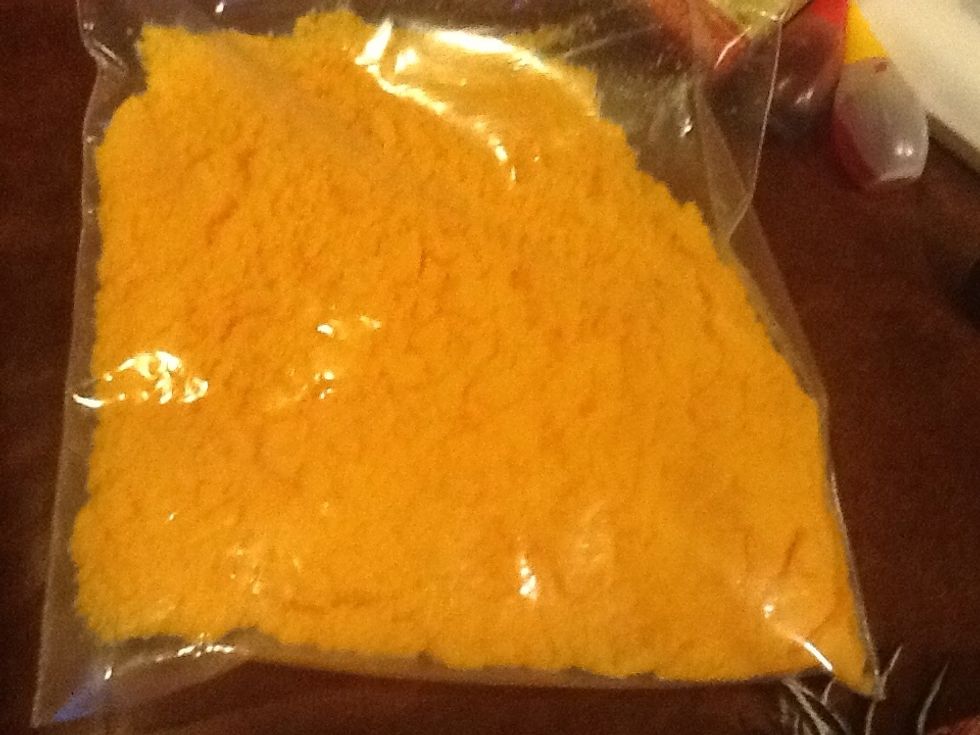 Mix until the color is the same throughout the bag.