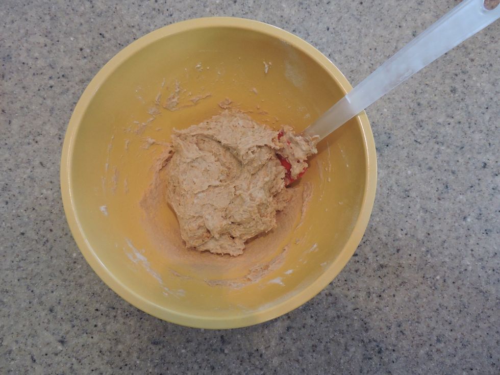 Mix until the mixture has become a dough-like consistency.