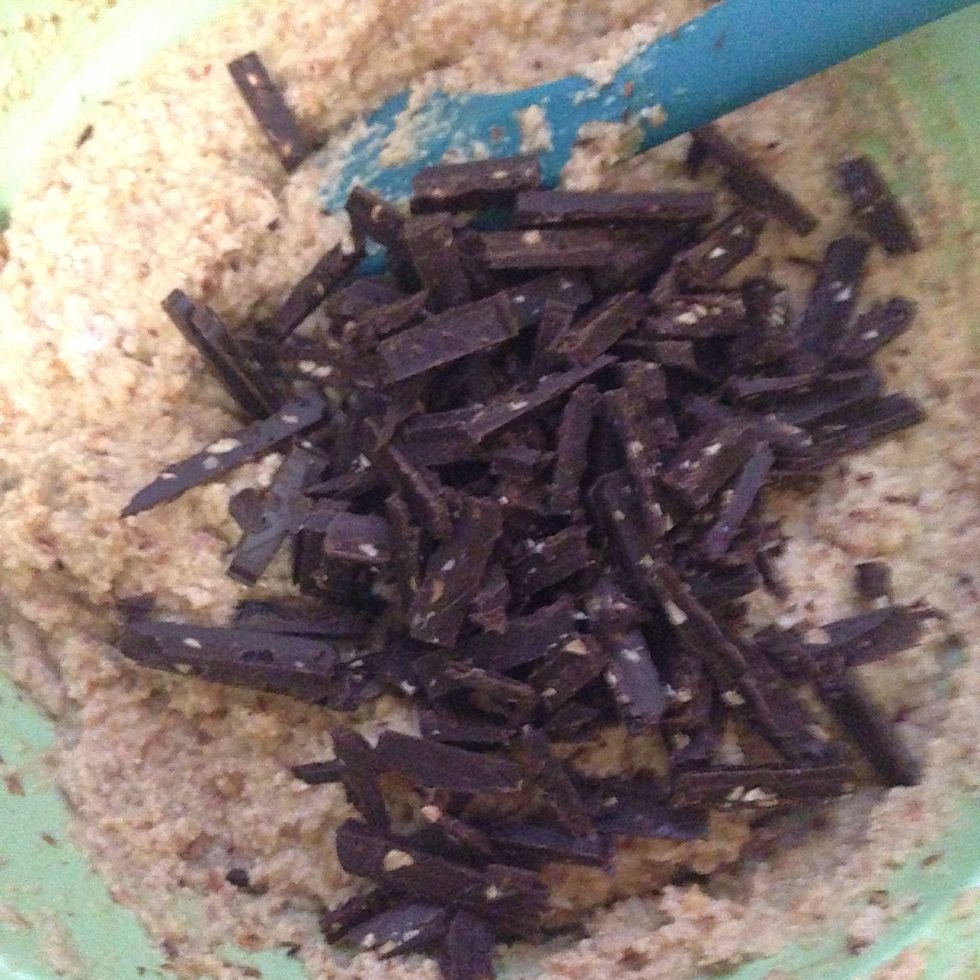 Mix up everything and if your mixture can't be formed into little balls; which is because of the liquidy almond pulp, then use a spoon to place mixture on the sheet.