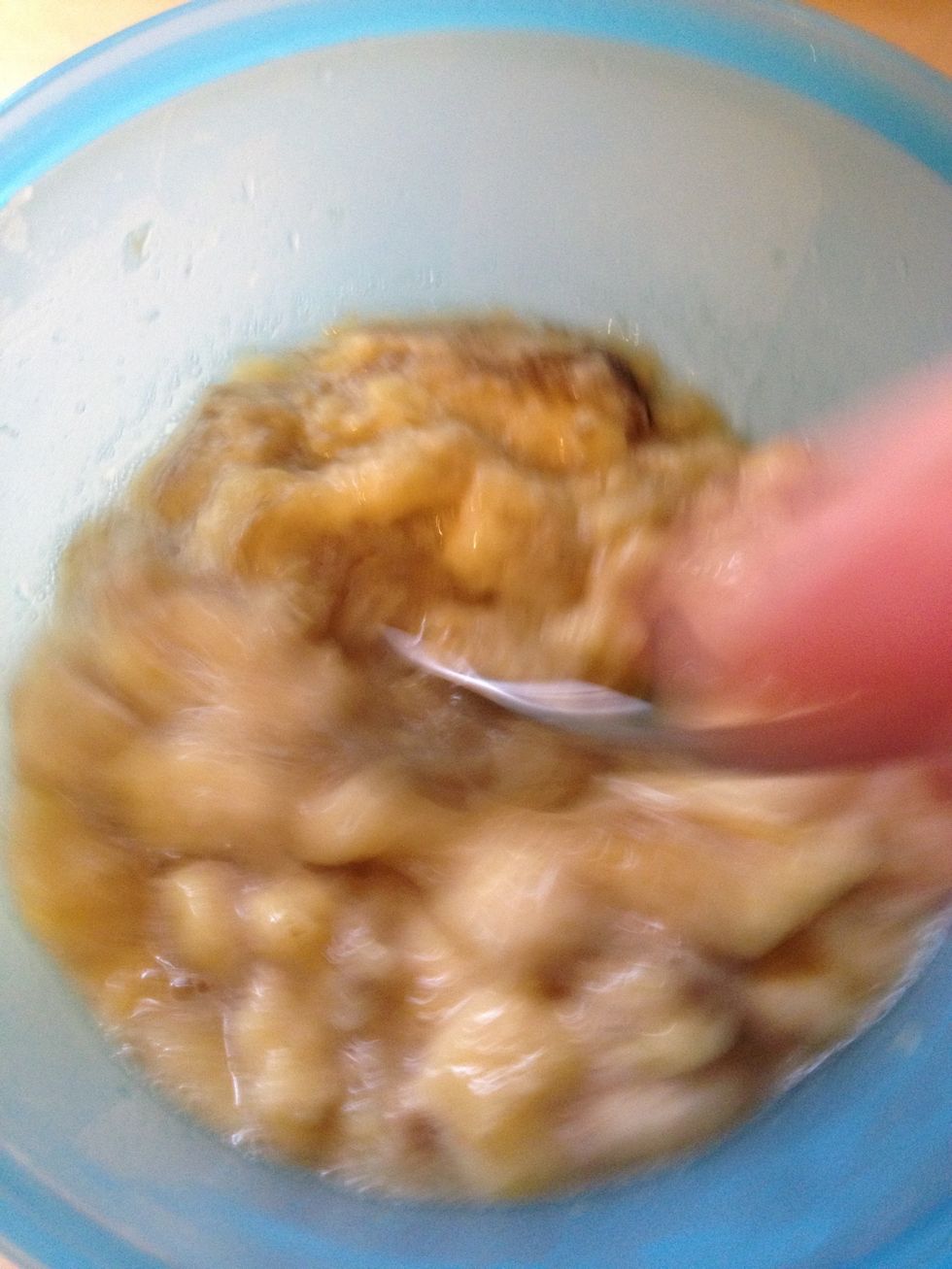 Mix up the bananas, after they are microwaved. If you sliced them fresh then mash them up and mix it up also.