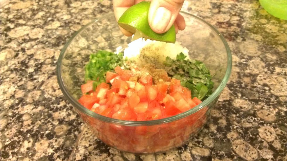 Mix up then squeeze lime into salsa.