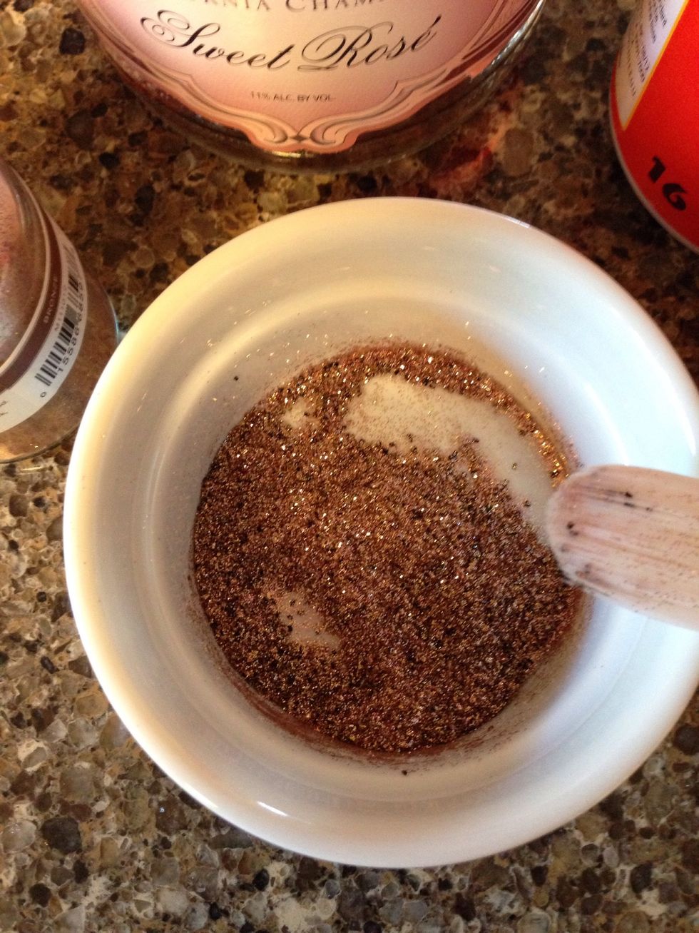 Mix up your glitter --I used black and rose gold
