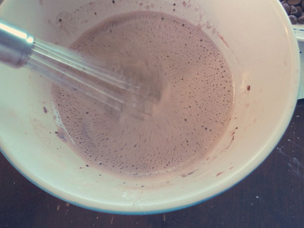 Mix vigorously until the mixture resembles chocolate milk.
