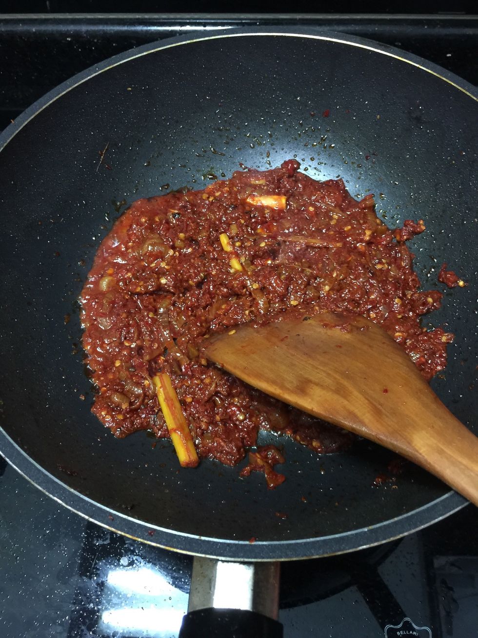 Mix well and continue frying in medium heat.