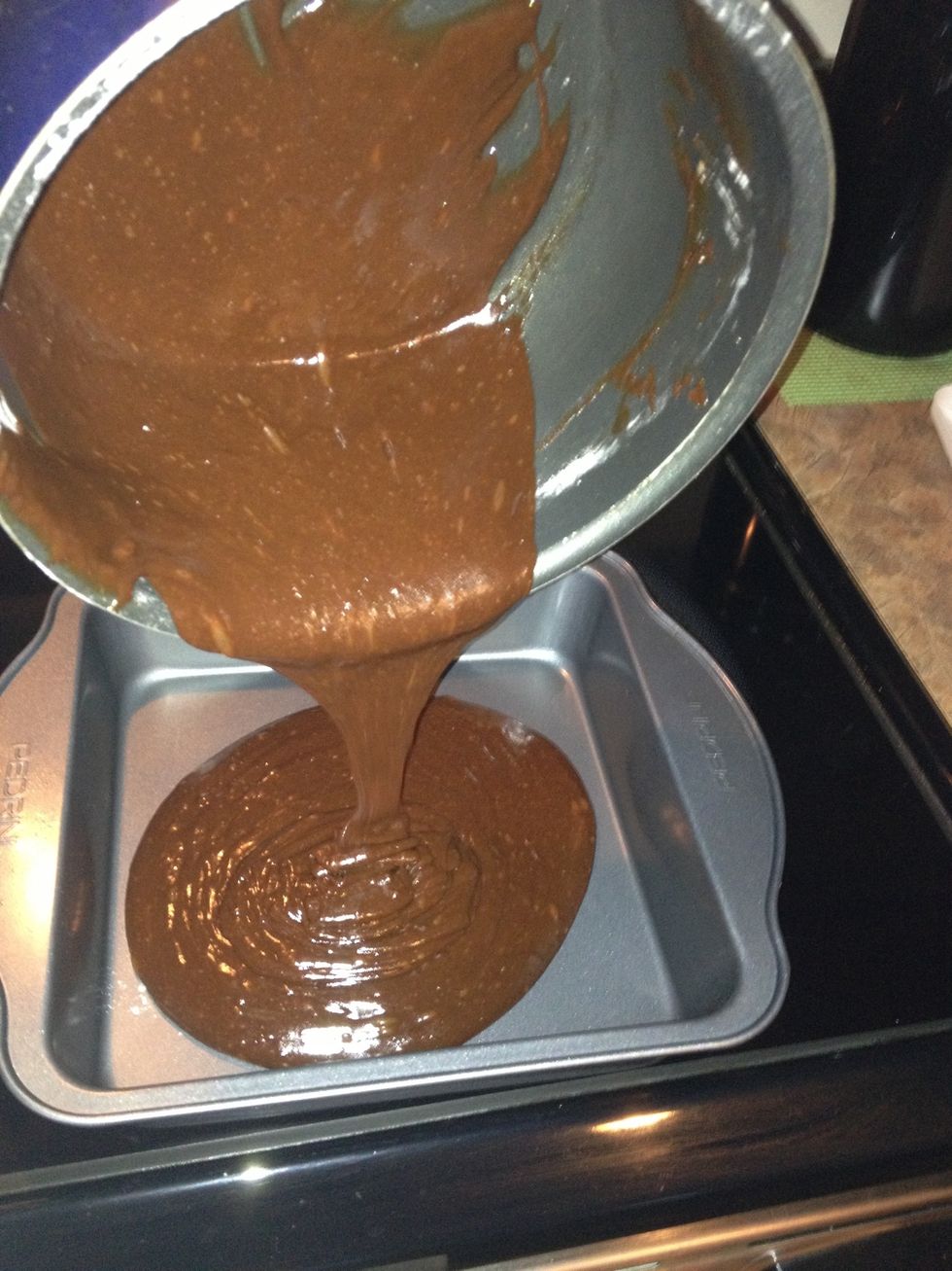Mix well and pour over your pan.Spread evenly on the pan.