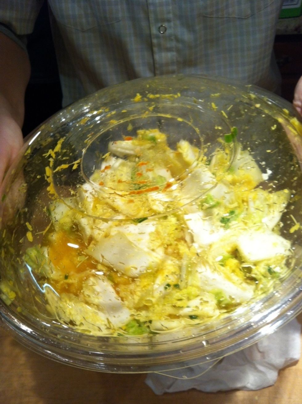 Mix well! It helped that this bowl had a lid.