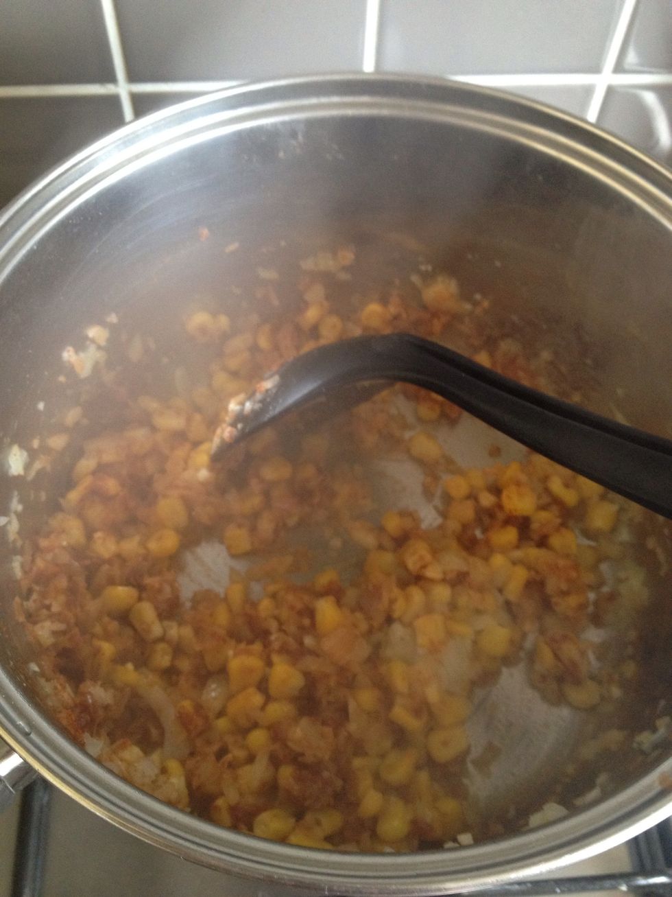 Mix well then add 1TBLSP of sweet paprika and mix well over a low heat till onion has fully sweated