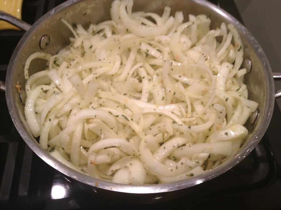 Mix well to combine. Cook over high heat until the onions begin to sizzle.