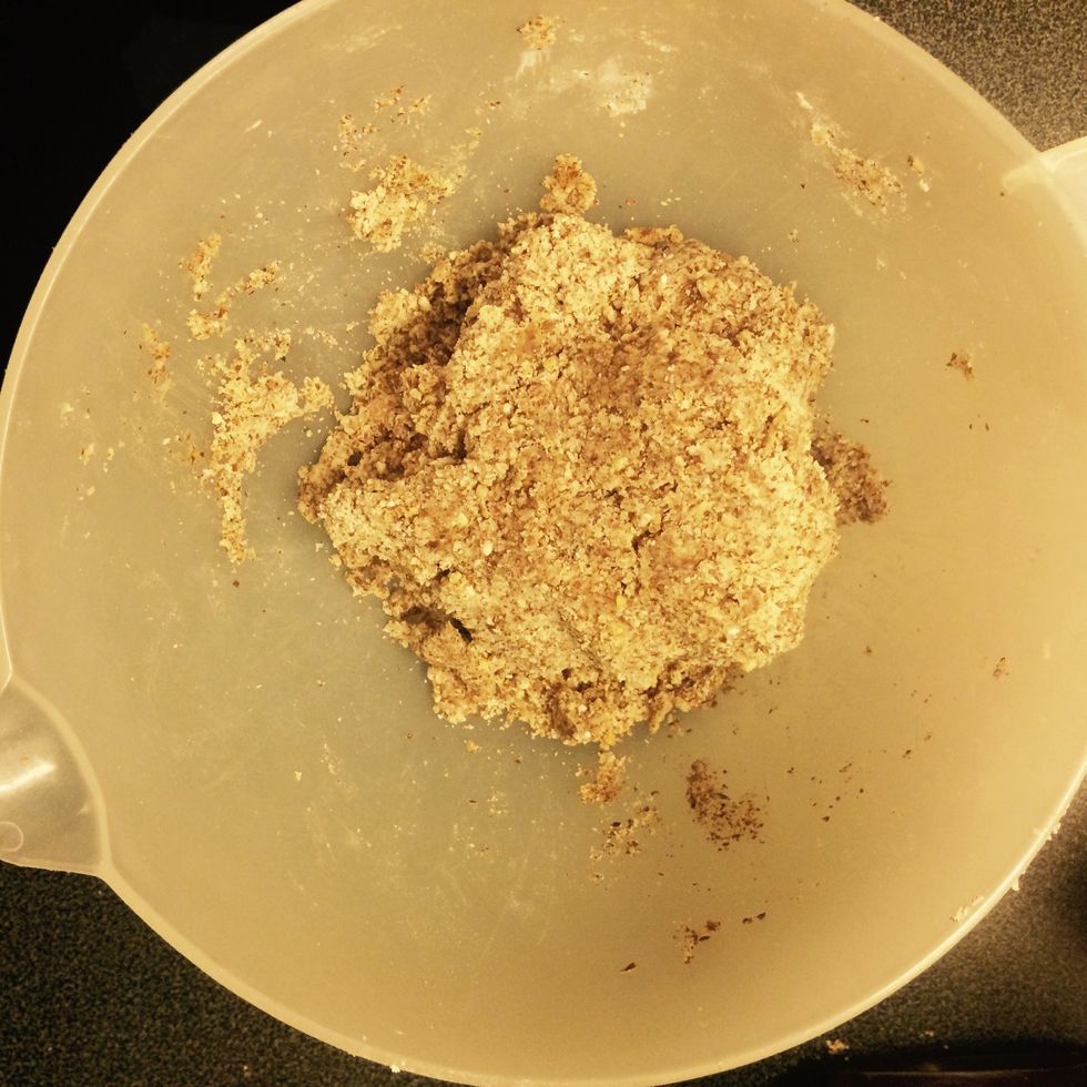 Mix wet ingredients into the dry