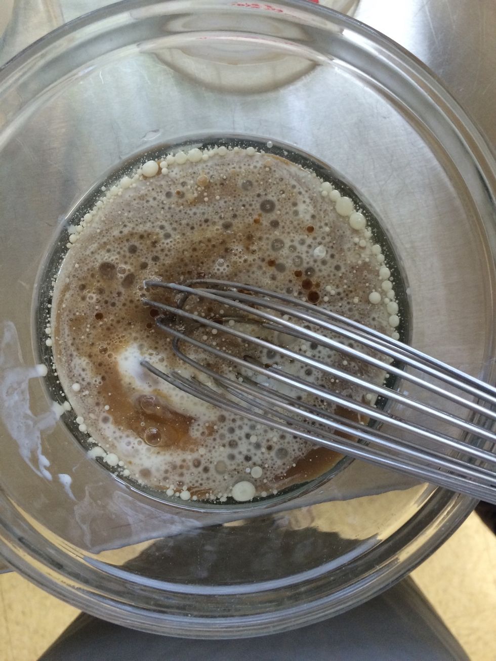 Mix wet ingredients together in a separate bowl.
