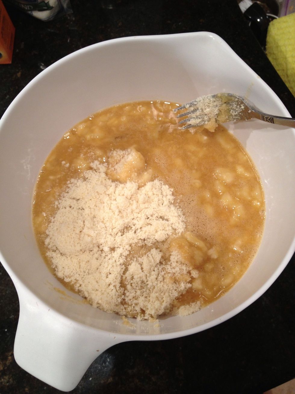 Mix wet mix into dry mix with a fork or wooden spoon