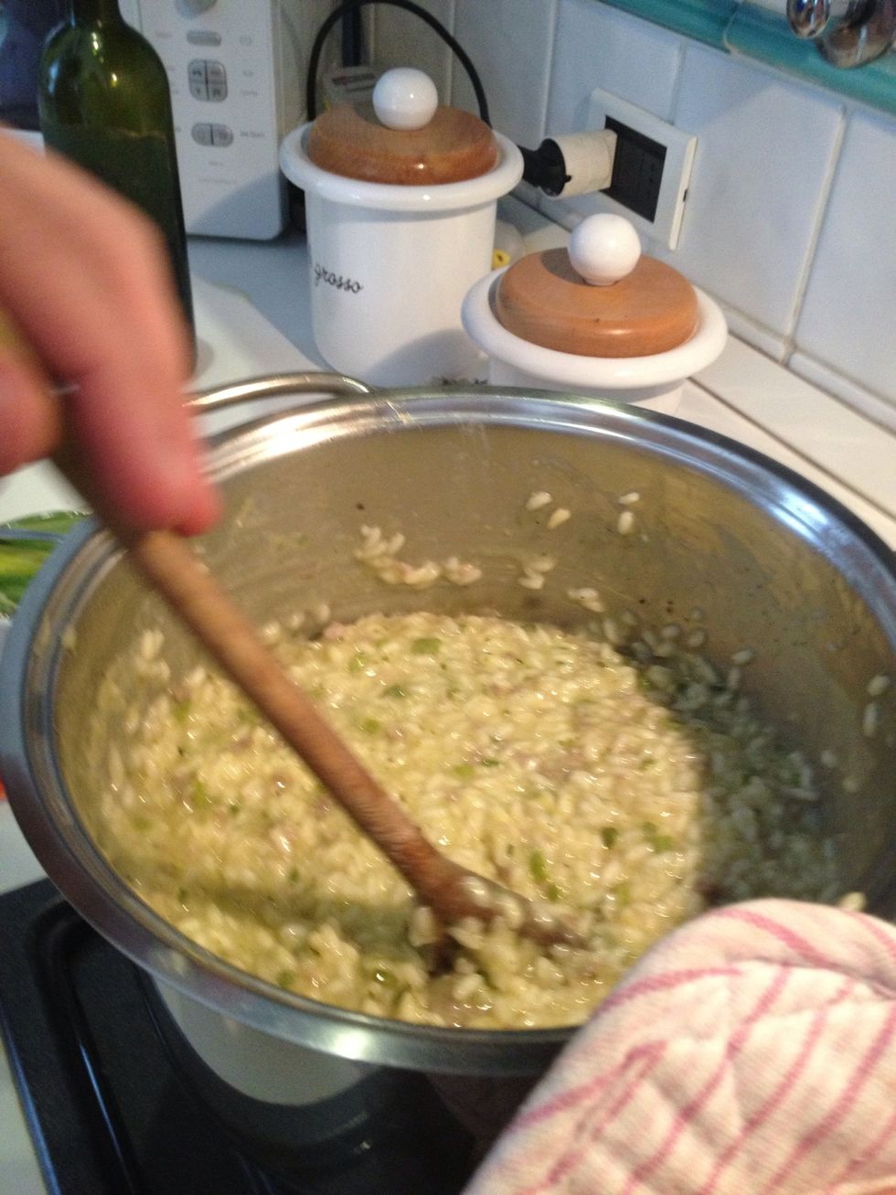 Mix when you think the rice is capable for you!