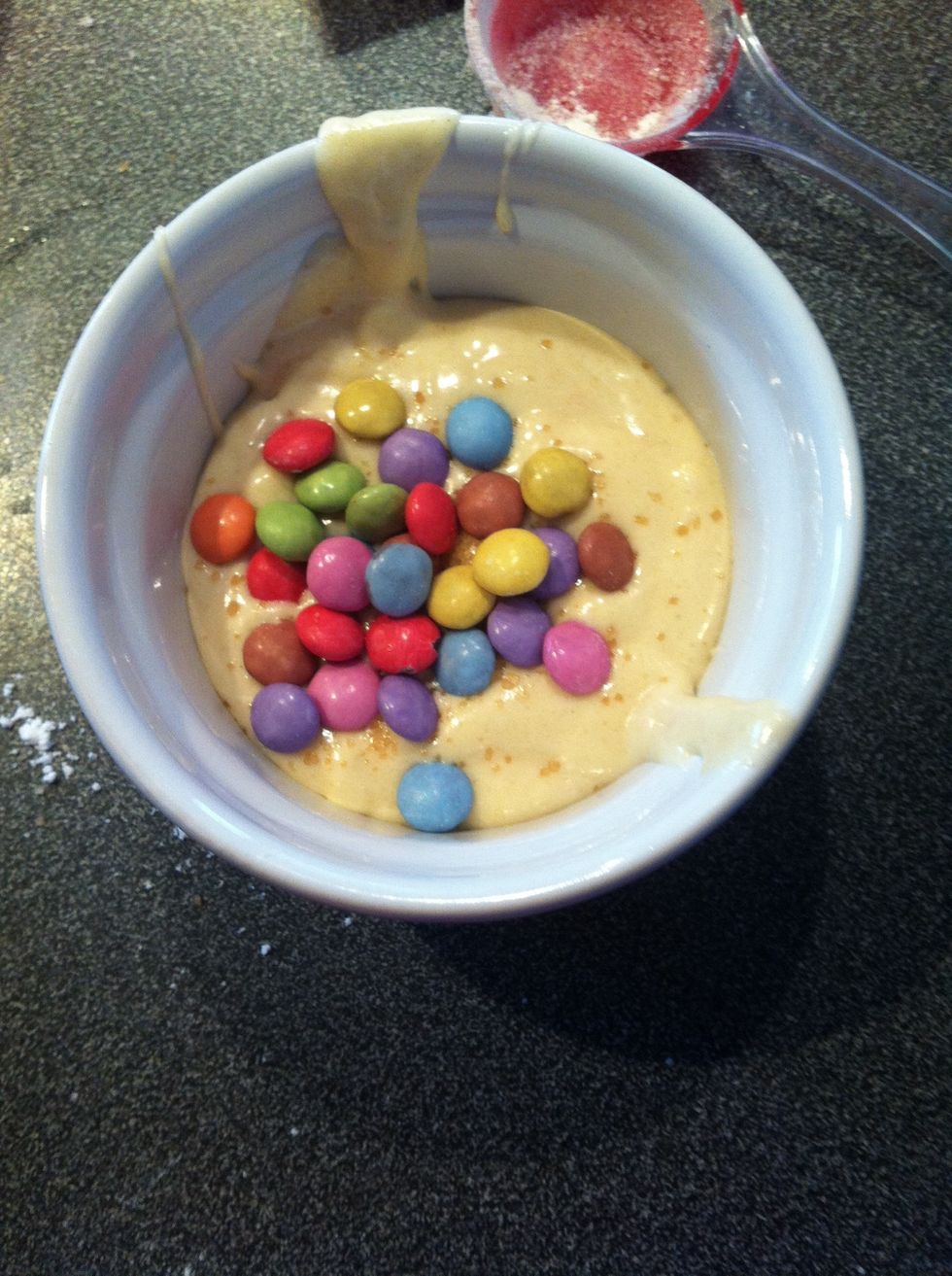 Mix With A electric mixer and Add M&M
