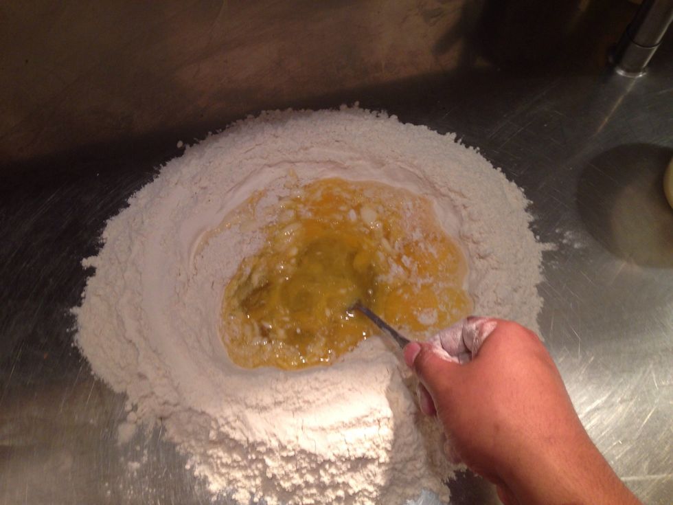 Mix with a fork starting in the center.