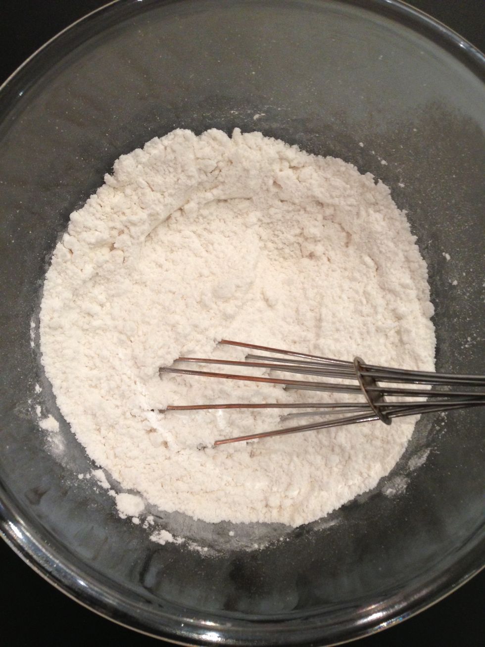 Mix with a wire whisk to make sure they are equally distributed