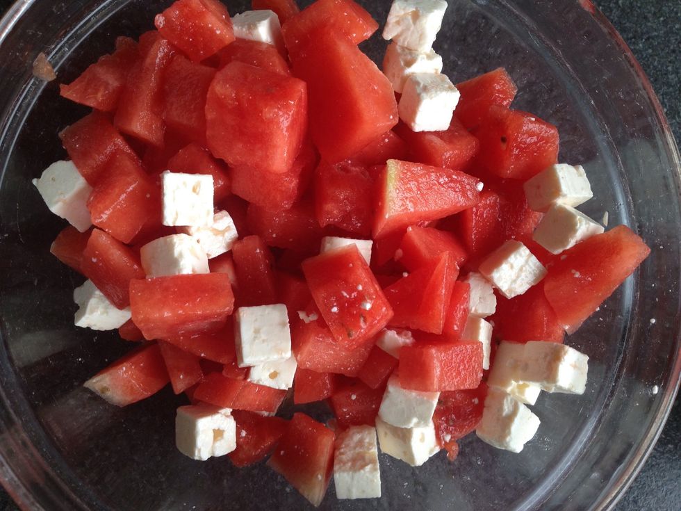 Mix with feta cheese - as much as you like.