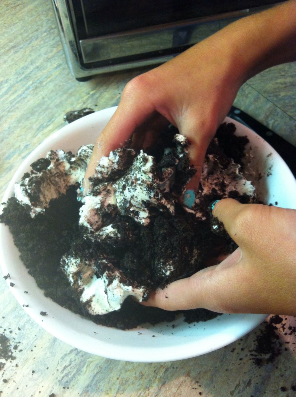 Mix with hands