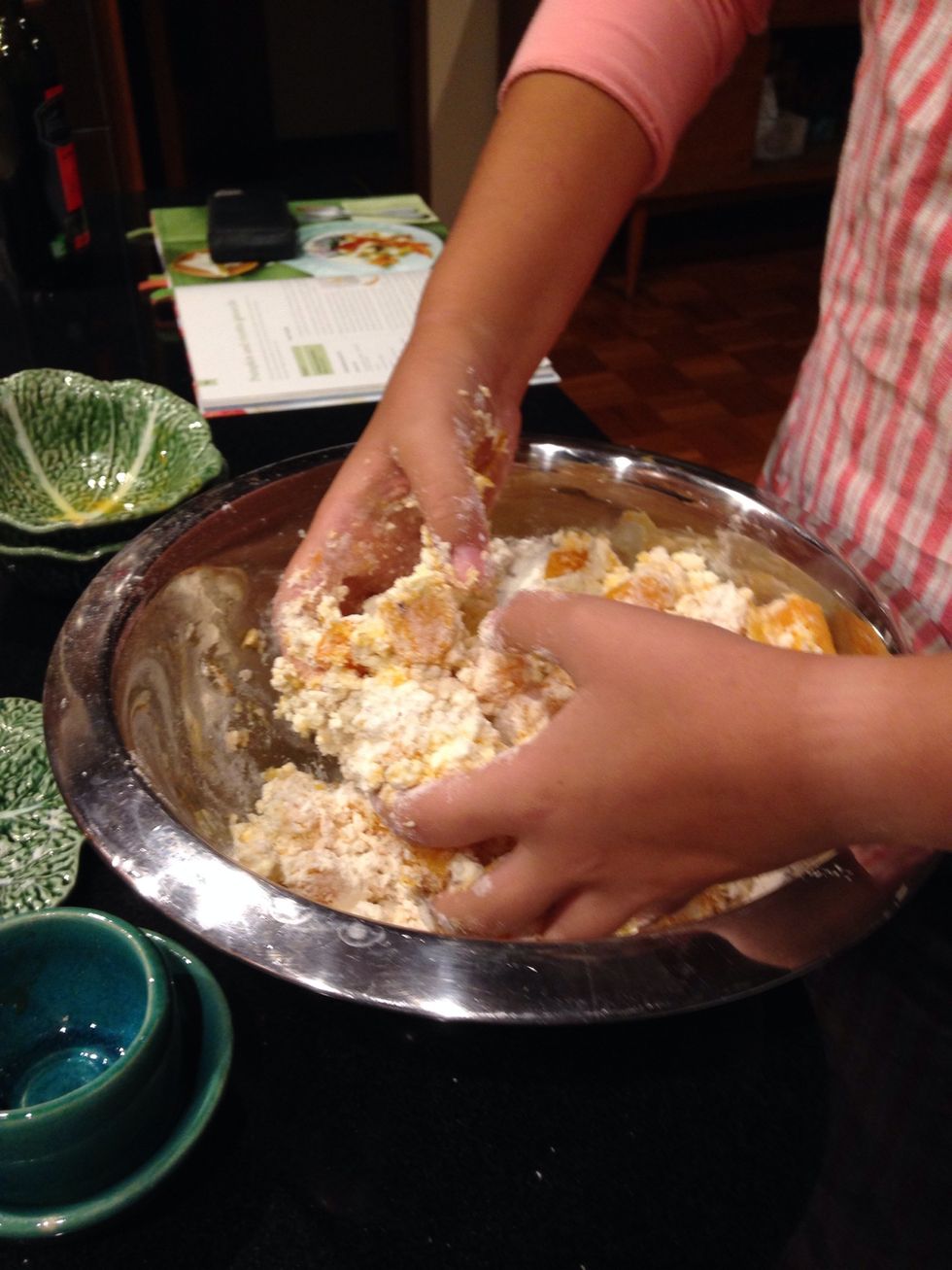 Mix with hands :)