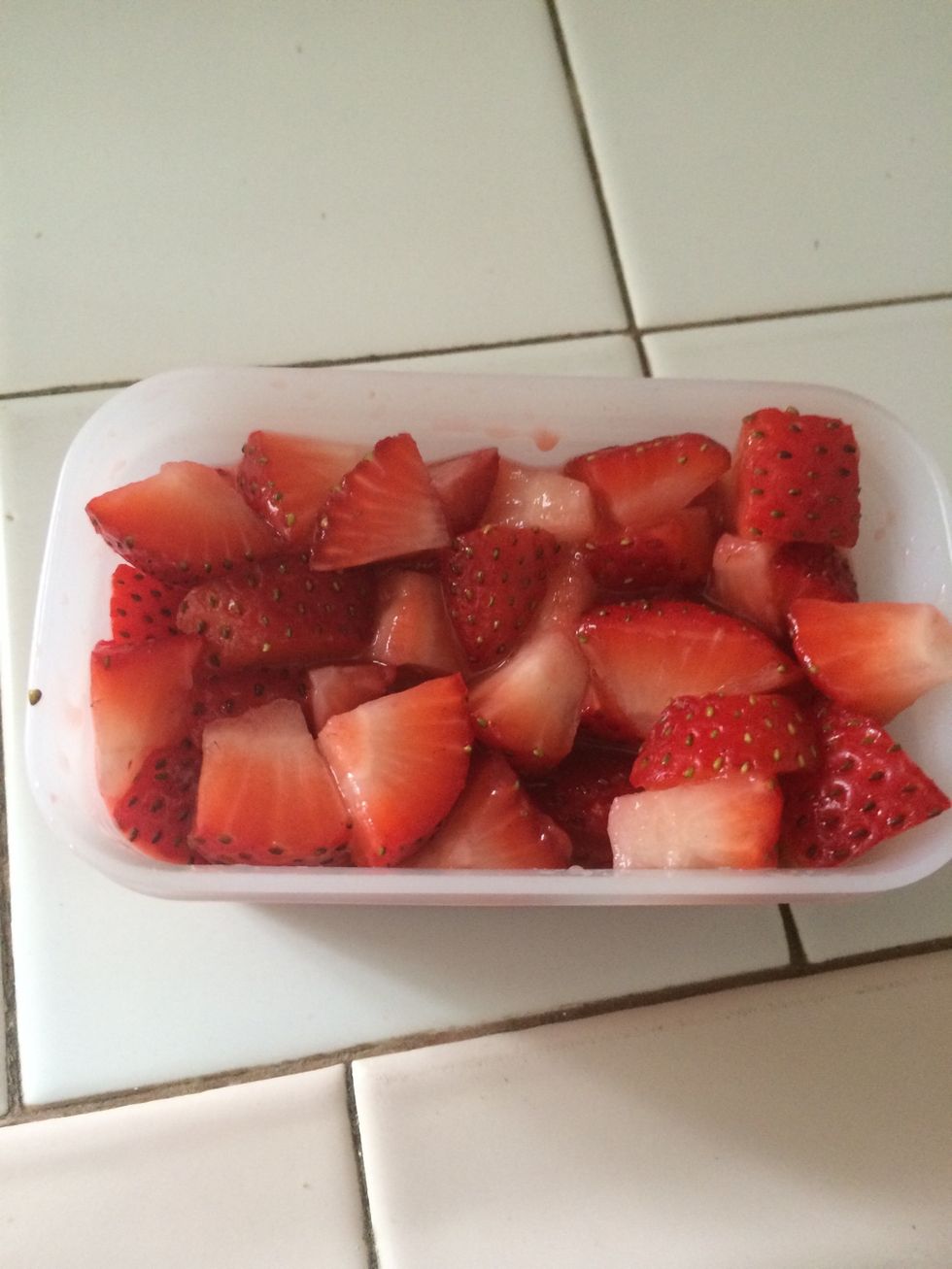 Mix with the rest of the strawberries - let sit for 30 minutes