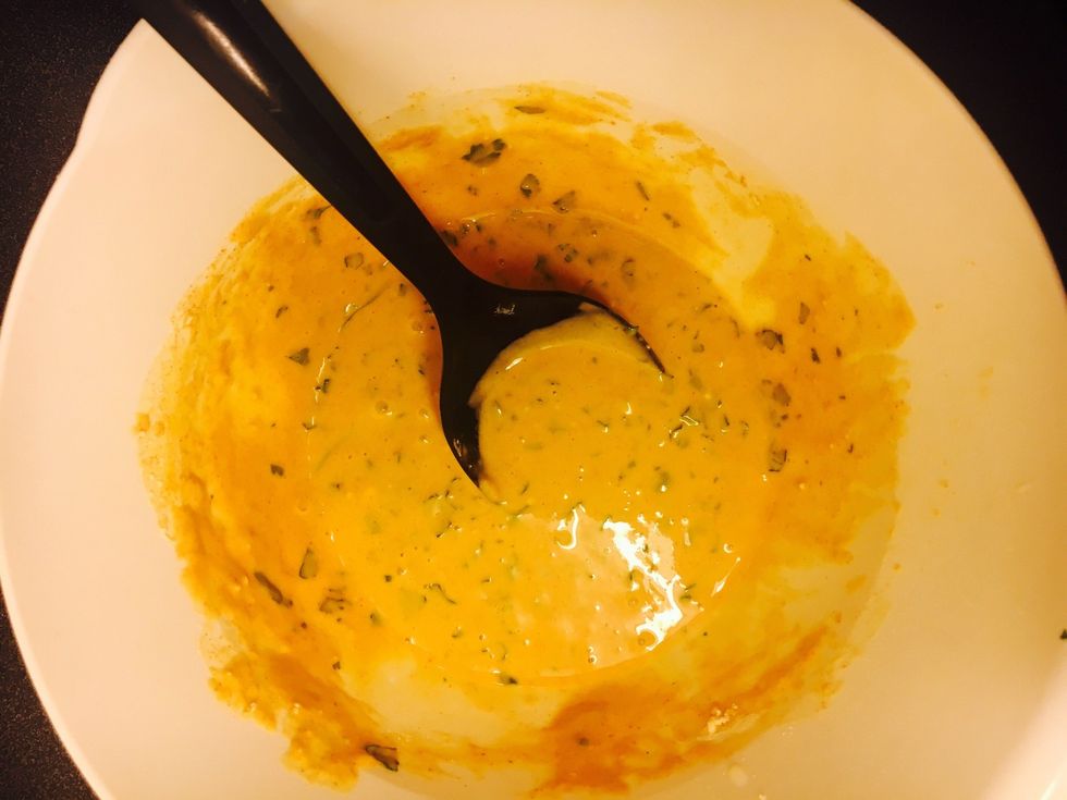 Mix with the water until you get a nice and medium-thick batter.