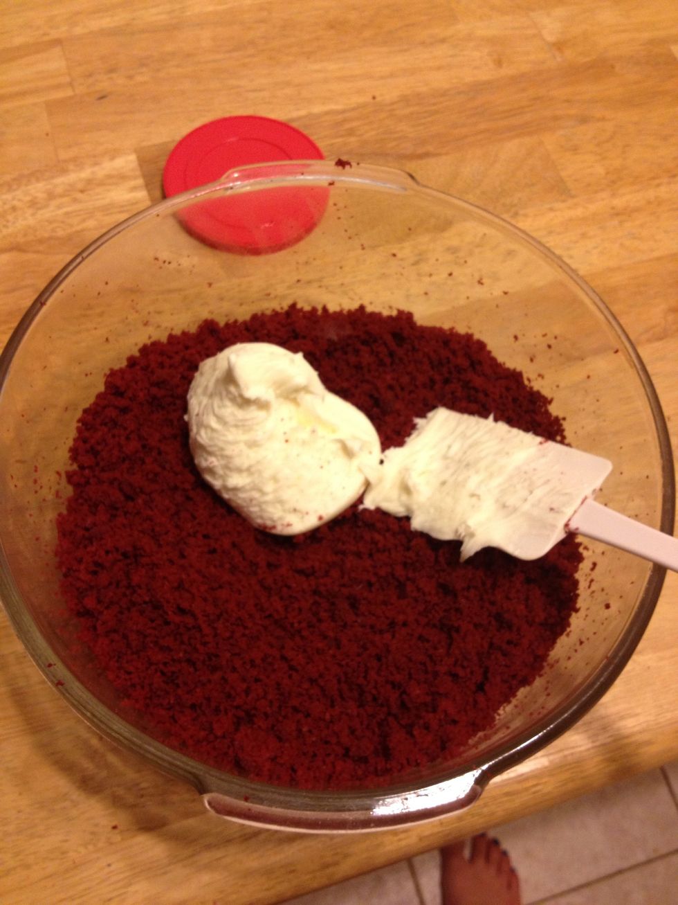 Mix with your hands or a spoon whatever you want. I used my hands.