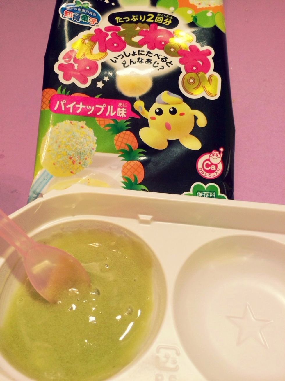 Mix you get green-Test taste hasn't developed much yet