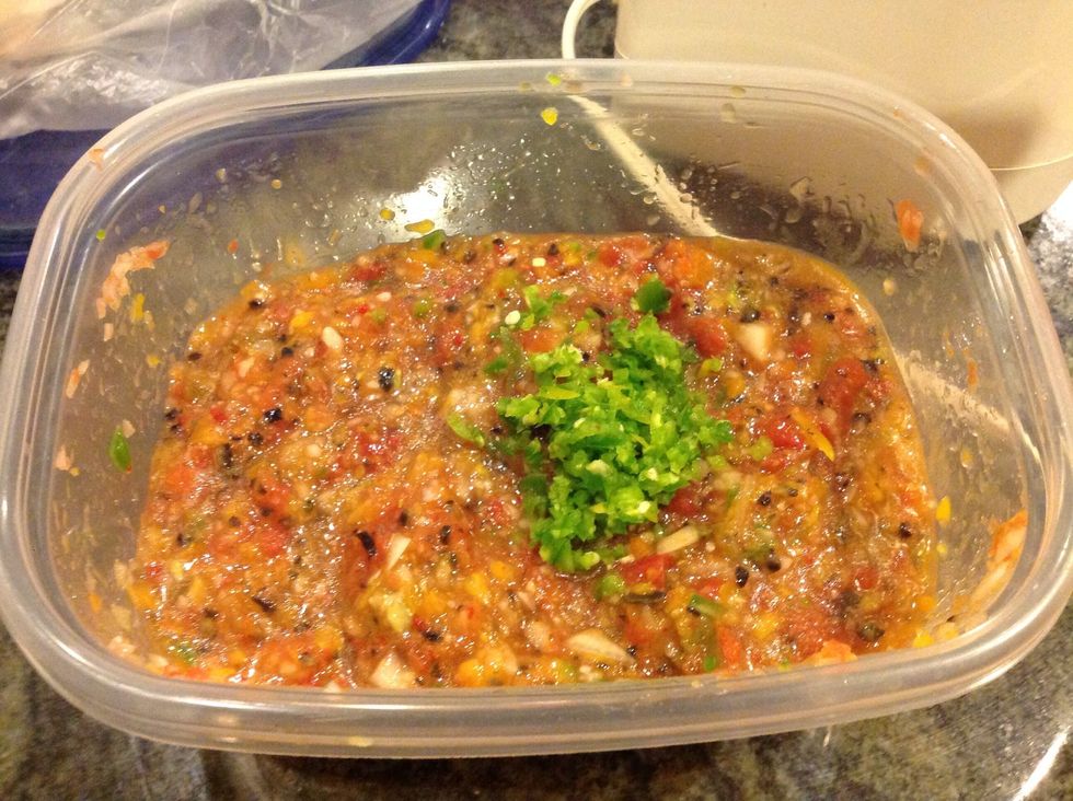 Mix your jalape\u00f1os in and taste the salsa before adding more.