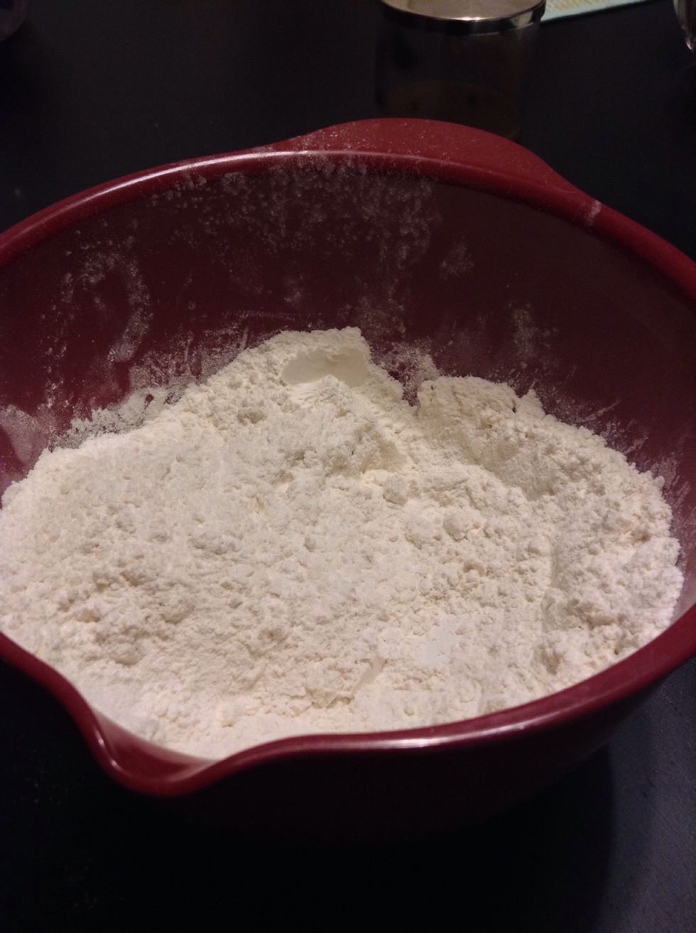 Mix your salt, baking soda and flour together in a bowl set aside.