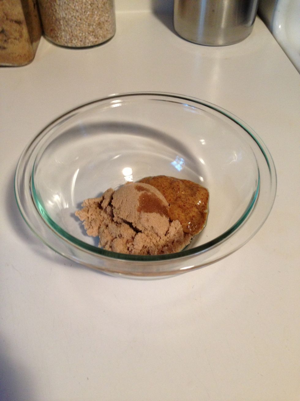 Mix your sugar, mustard and soy sauce together in a small mixing bowl.