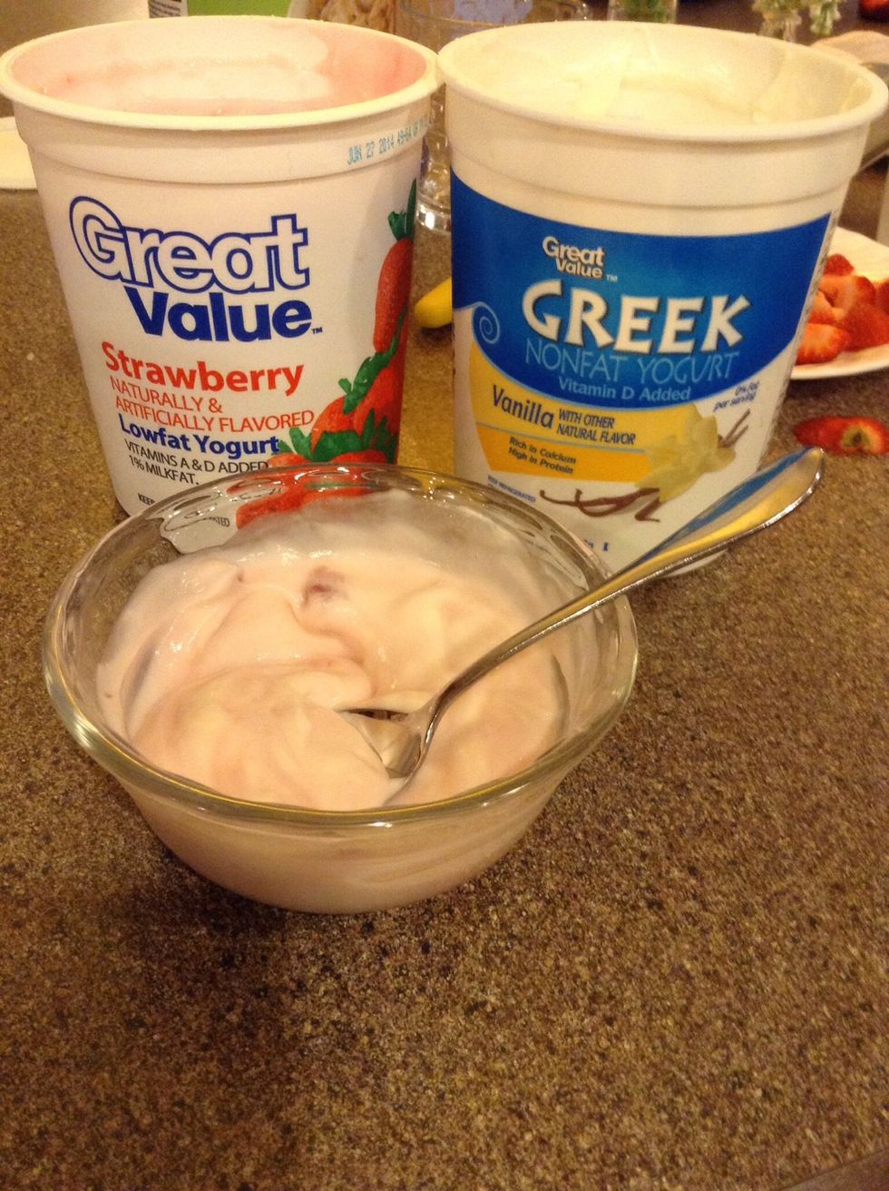 Mix your yogurts together