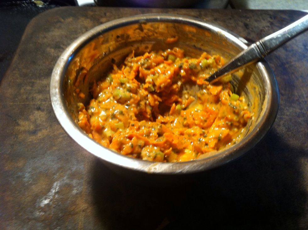 Mixed it will look nice and creamy to dress the pasta...