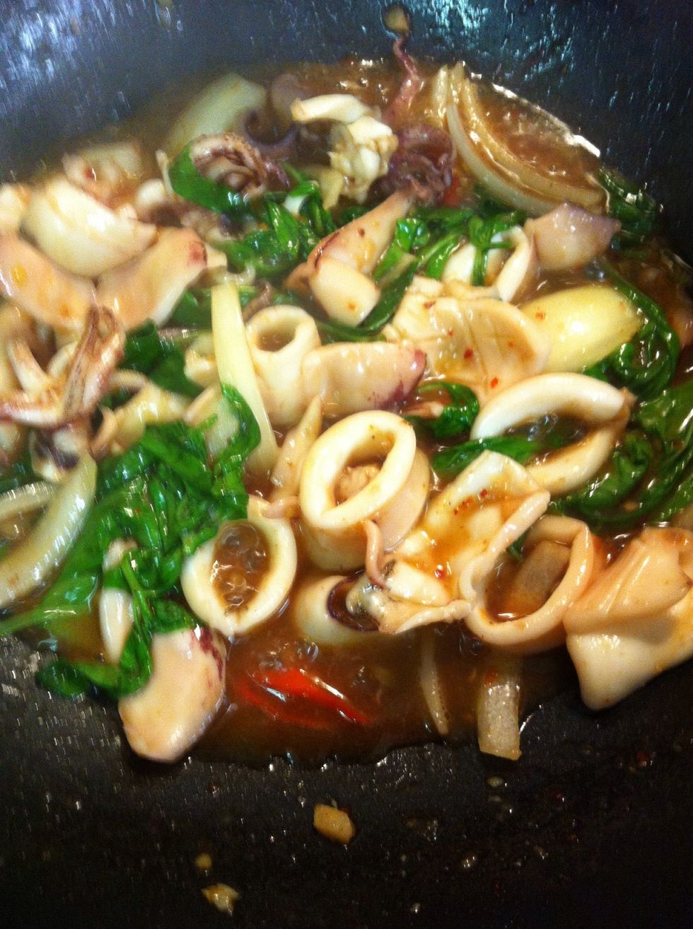 Mixed them taste should be a bit sweet first , turn off the stove