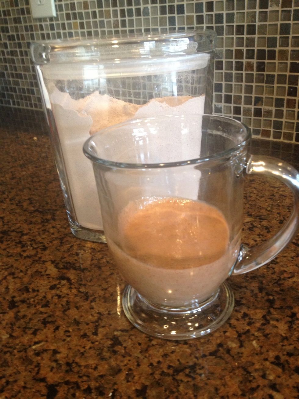 ...mixed with 2 Tablespoons of water. Whoo! That was hard right? Yup. That really was the hard part. I prefer to use the clear mugs that I got from Walmart so I can tell if I didn't mix well enough.