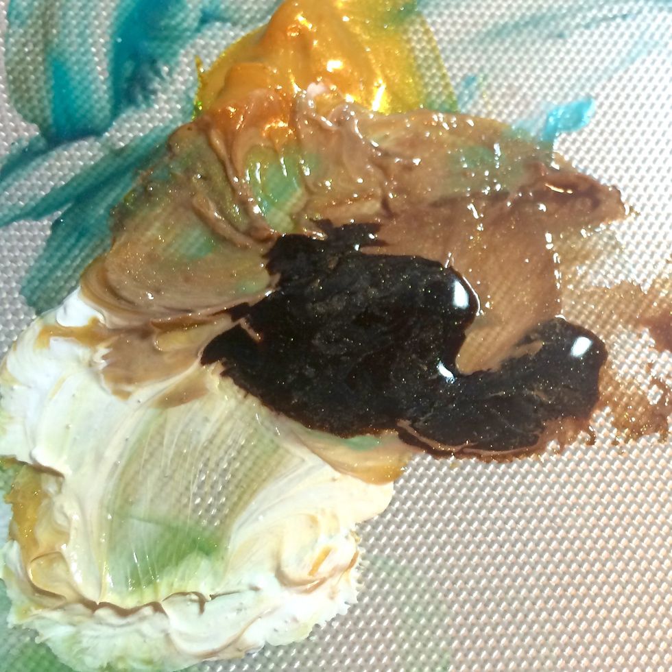 Mixing Decadent Minx Shimmering Inks to Truffle Velvet.