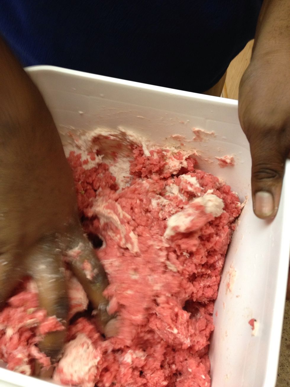 Mixing! Mixing! U can use gloves if you don't want to get your hands messy, or if you just got your nails did and want to keep them pretty!