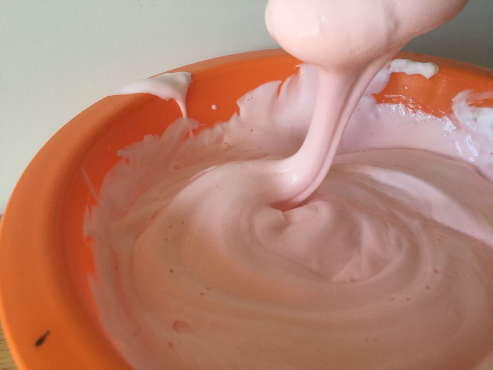 Mixing the water in to the glue