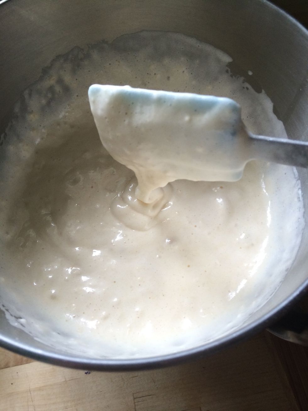 Mixture should still be light and fluffy even after adding the flour