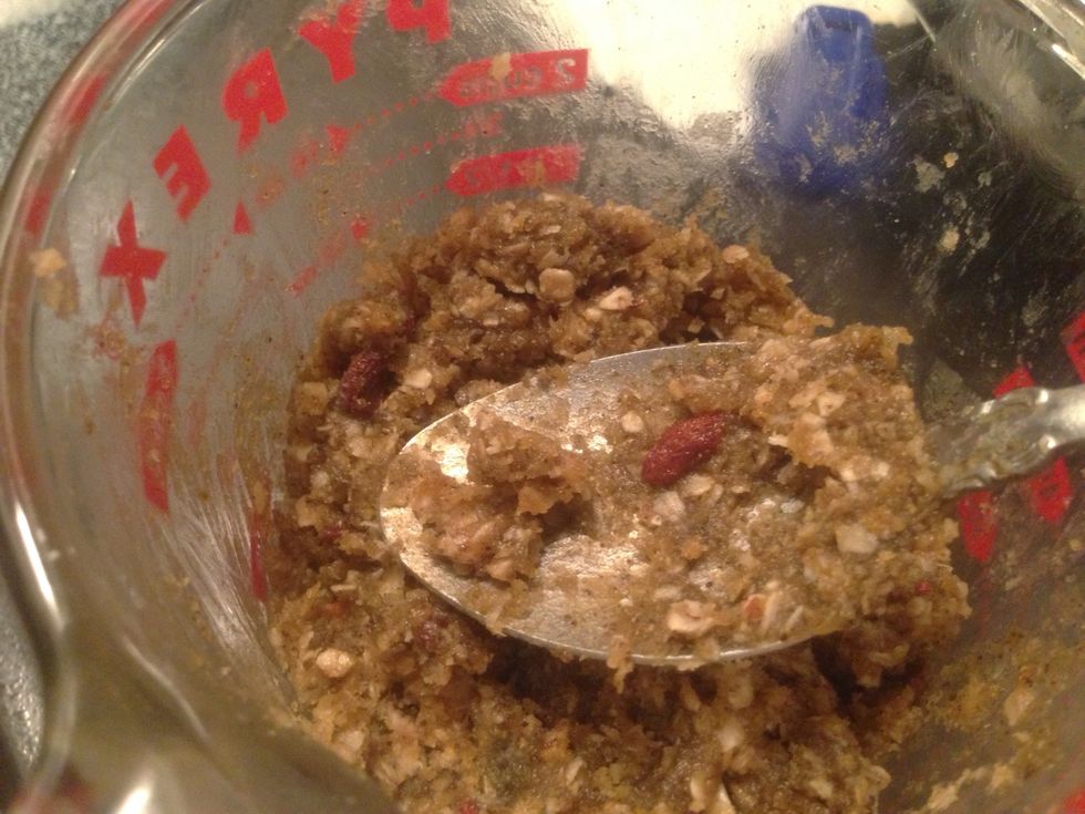Mixture will appear a slight green color after hemp protein is added.