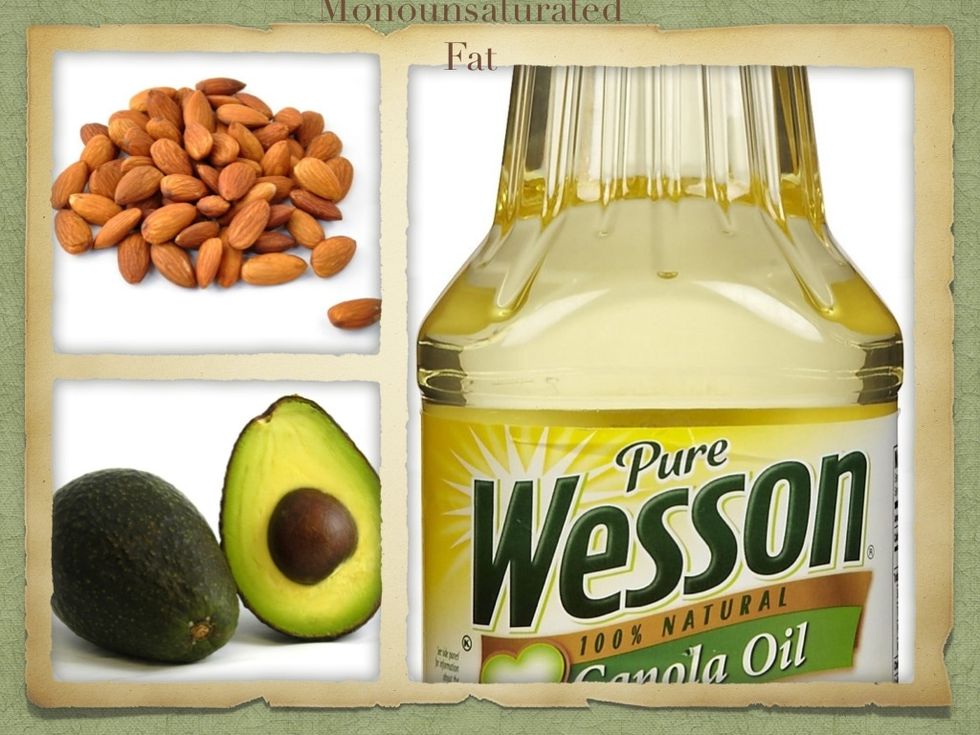 MONOUNSATURATED FAT! GOOD FAT! Decreases chance for cancer and heart disease. Lowers bad LDL levels and increases good HDL levels! GREEN LIGHT!!