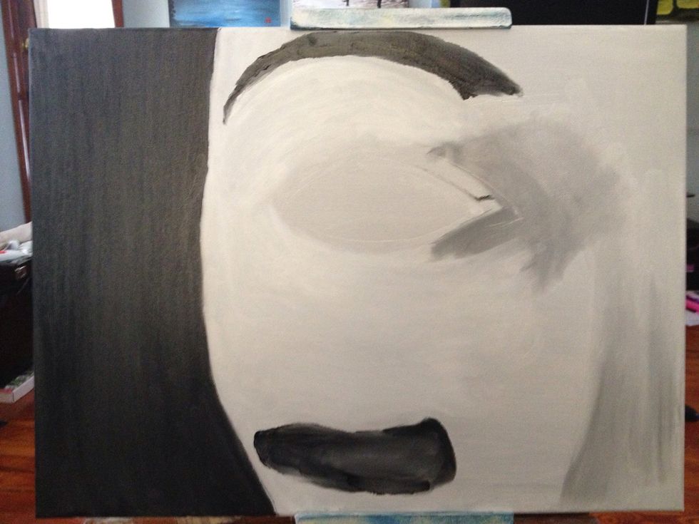 More black on your fingers to paint the eyebrow and the football glare marker. Follow the contour of her eye and cheek.