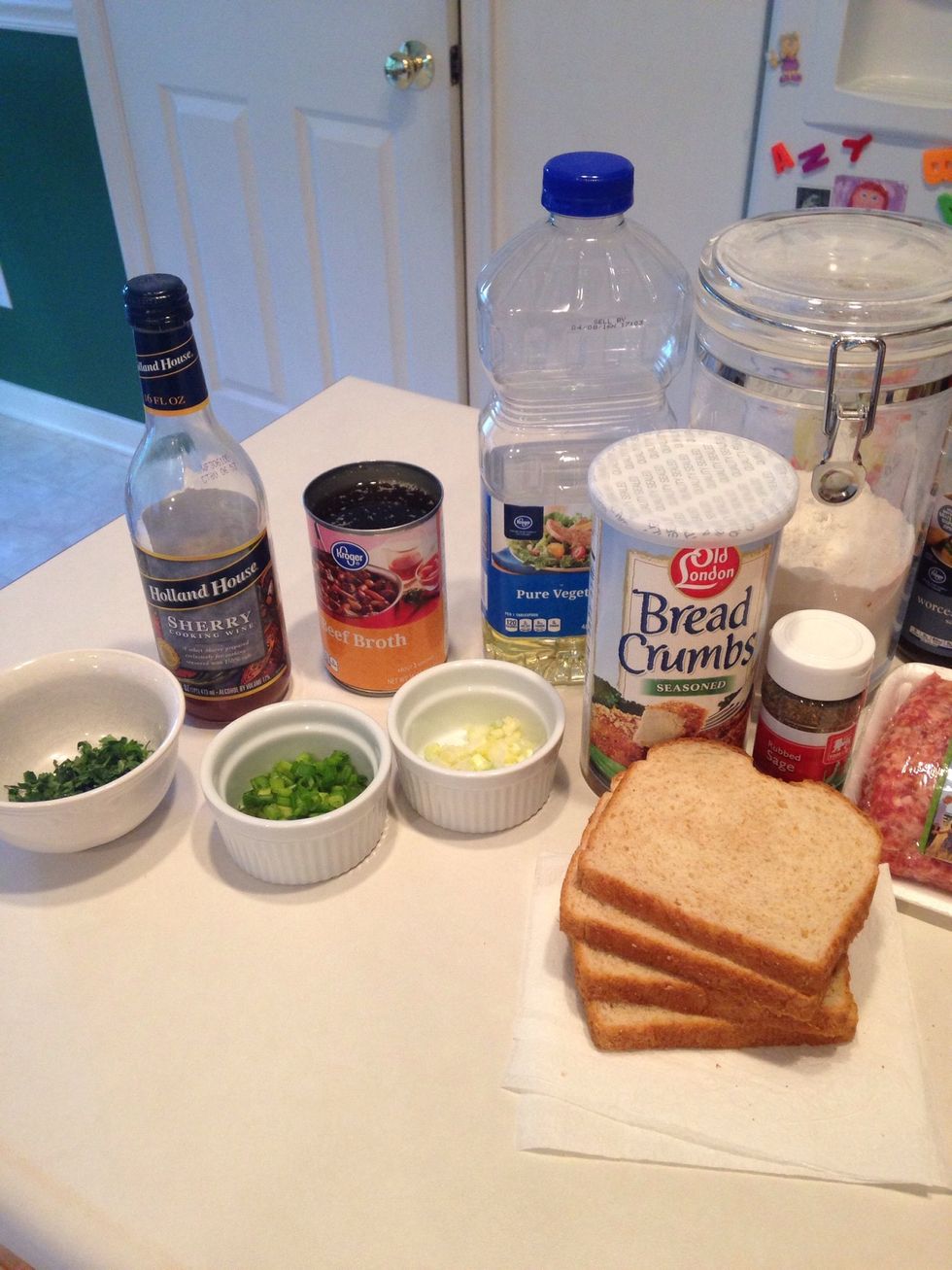 More supplies. Notice I saved time by chopping things before I started.