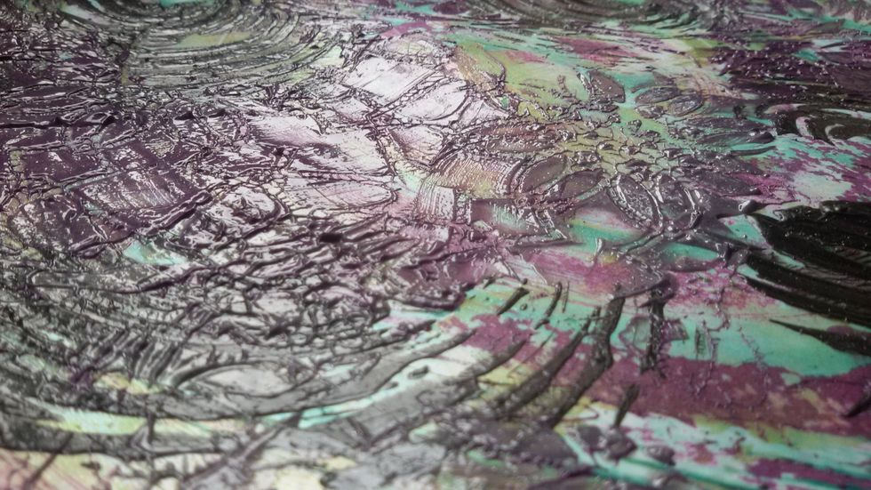 More textures with Kaleidoscope Stencil and Trolley Grey Sorbet.