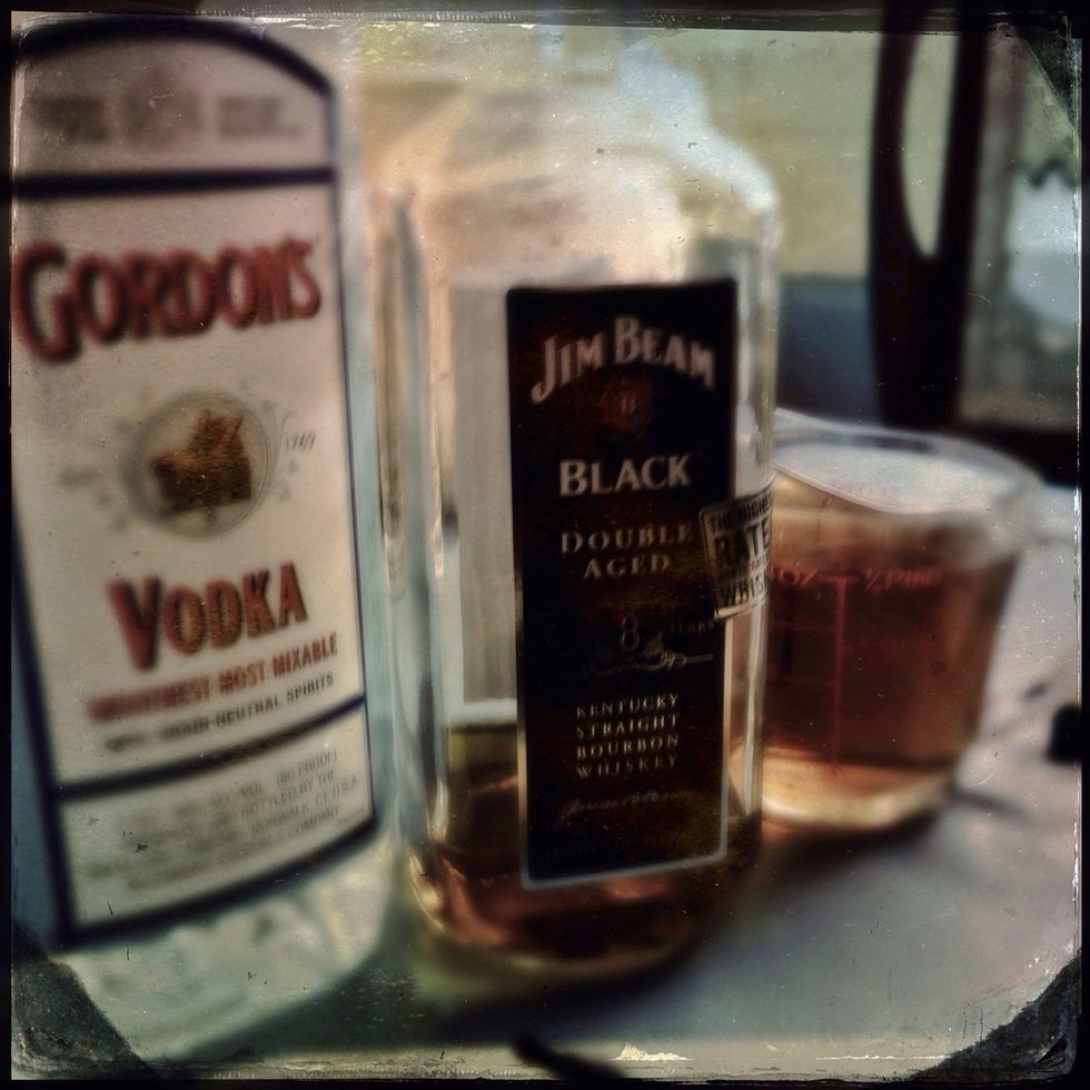 Most folks strictly use less expensive Vodka but I'm picky so I chose my favorite mid range alcohols.  I'm using Bourbon and Vodka, but in separate batches.  My Bourbon Vanilla is great for cookies.